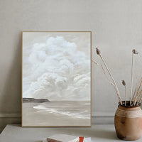 Hand Painted Oil Painting Sky White Cloud Ocean And Beach Abstract Painting White Cloud Painting On Canvas For Sky White Cloud Texture Painting Ocean Painting - 7DAY'S