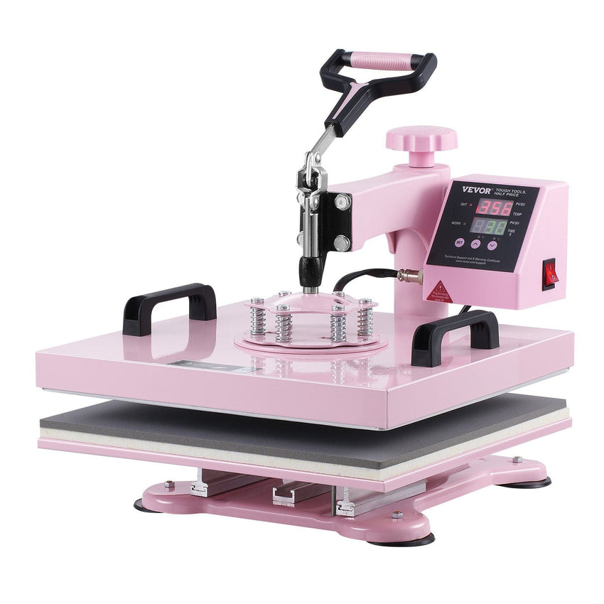 Heat Press Machine 15x15 in 8 in 1 with 30oz Tumbler Press T-Shirts Pink - 7DAY'S
