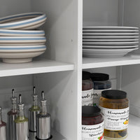 HOMCOM Farmhouse Kitchen Island Cart with Drop Leaf Breakfast Bar, 2 Drawers, Adjustable Shelves, White Wood - 7DAY'S