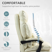 HOMCOM Overstuffed Office Chair, High Back Desk Chair with Foot Rest, Reclining PU Leather Computer Chair, Cream White - 7DAY'S