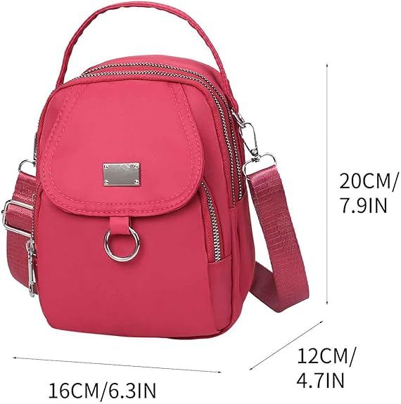 Hot Pink Water - Proof Women Crossbody Bag Multi Compartment Mobile Phone Bag Women Messenger Bag Casual Oxford Cloth Women Bag Shoulder - 7DAY'S