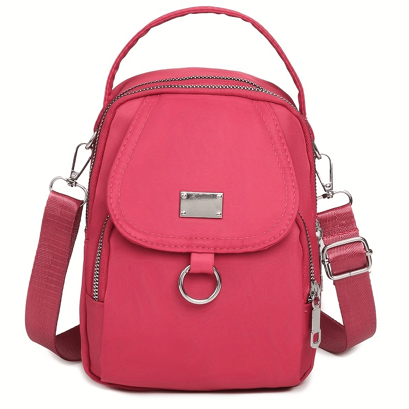 Hot Pink Water - Proof Women Crossbody Bag Multi Compartment Mobile Phone Bag Women Messenger Bag Casual Oxford Cloth Women Bag Shoulder - 7DAY'S