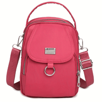 Hot Pink Water - Proof Women Crossbody Bag Multi Compartment Mobile Phone Bag Women Messenger Bag Casual Oxford Cloth Women Bag Shoulder - 7DAY'S