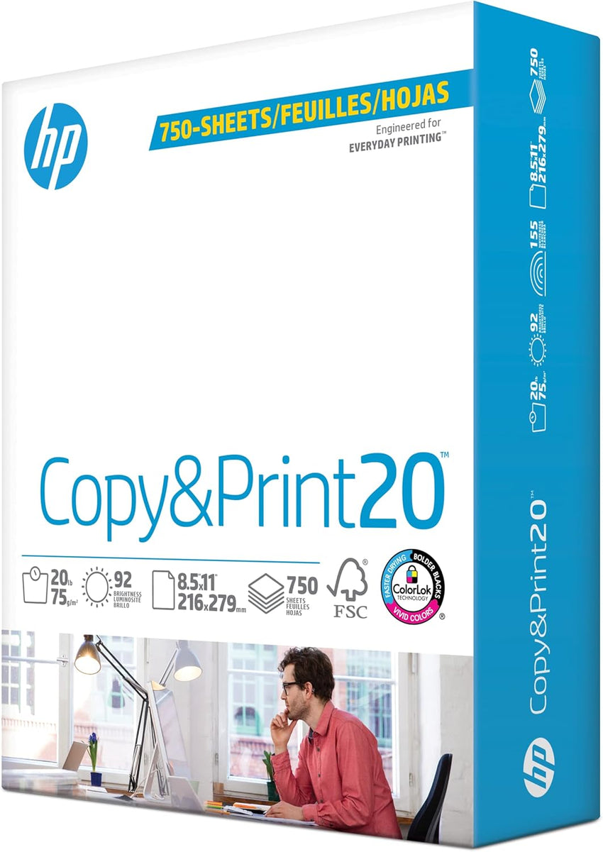 HP Printer Paper | 8.5 x 11 Paper | Copy &Print 20 lb | 1 Ream Case - 500 Sheets| 92 Bright | Made in USA - FSC Certified | 200060 - 7DAY'S