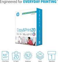 HP Printer Paper | 8.5 x 11 Paper | Copy &Print 20 lb | 1 Ream Case - 500 Sheets| 92 Bright | Made in USA - FSC Certified | 200060 - 7DAY'S