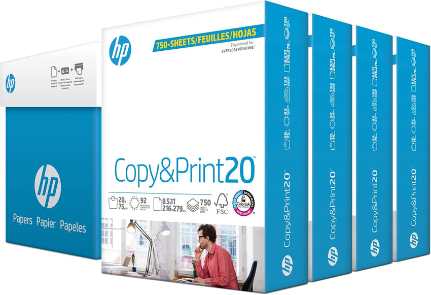 HP Printer Paper | 8.5 x 11 Paper | Copy &Print 20 lb | 1 Ream Case - 500 Sheets| 92 Bright | Made in USA - FSC Certified | 200060 - 7DAY'S