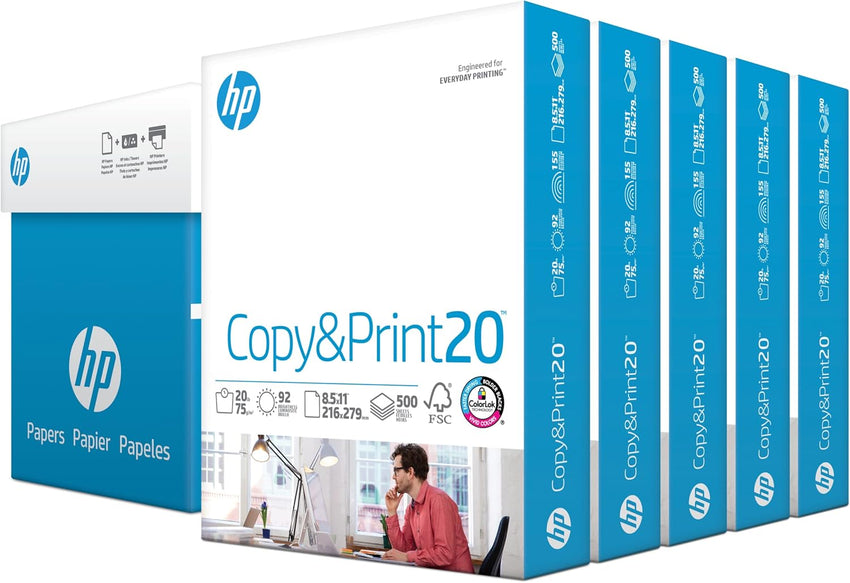 HP Printer Paper | 8.5 x 11 Paper | Copy &Print 20 lb | 1 Ream Case - 500 Sheets| 92 Bright | Made in USA - FSC Certified | 200060 - 7DAY'S