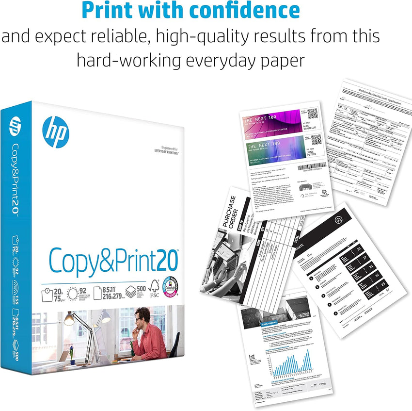 HP Printer Paper | 8.5 x 11 Paper | Copy &Print 20 lb | 1 Ream Case - 500 Sheets| 92 Bright | Made in USA - FSC Certified | 200060 - 7DAY'S