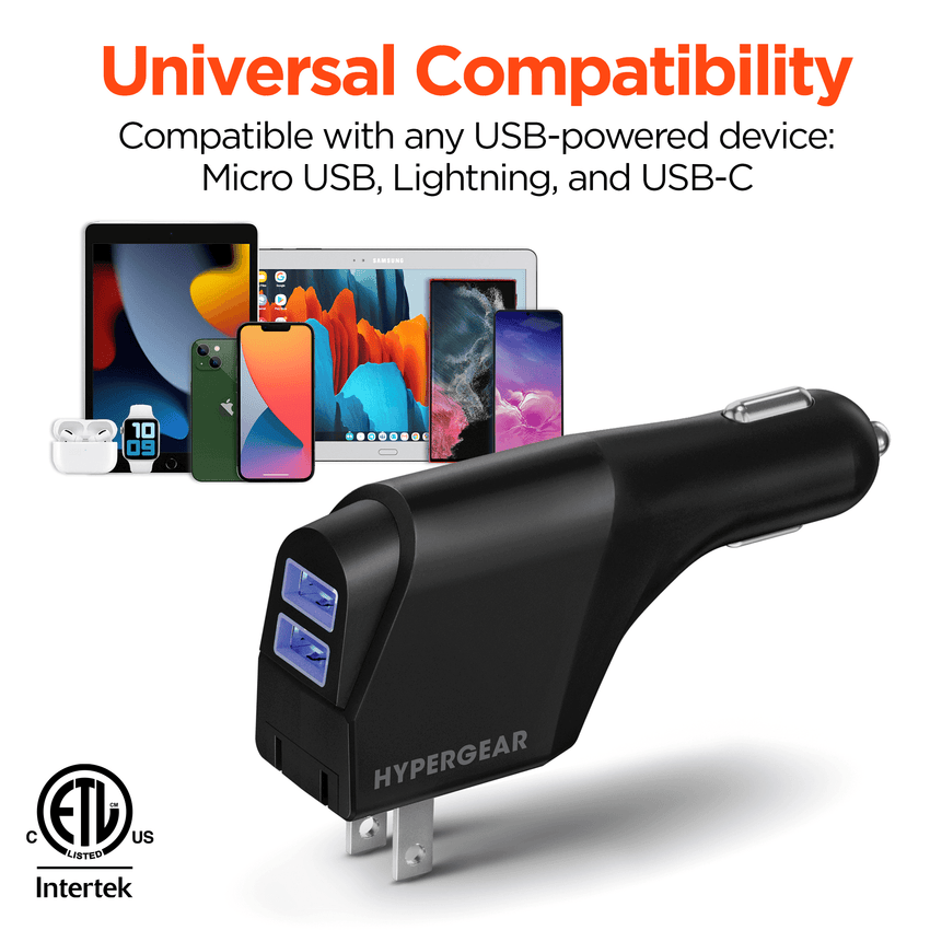 HyperGear Hybrid 2.1A Dual USB Car/Wall Charger - 7DAY'S