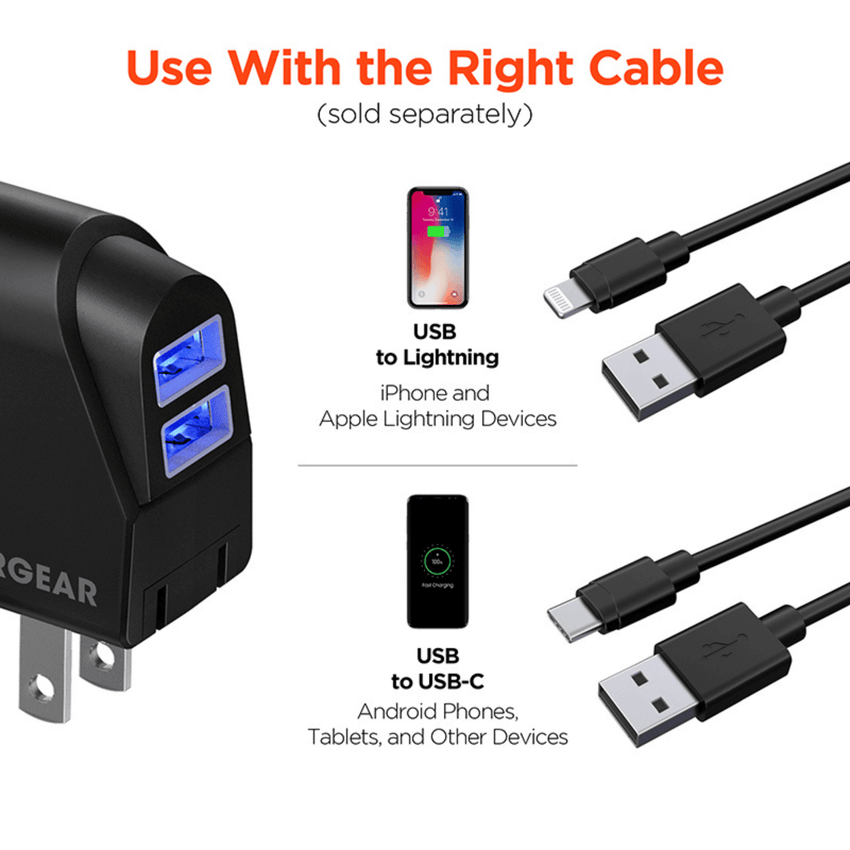 HyperGear Hybrid 2.1A Dual USB Car/Wall Charger - 7DAY'S