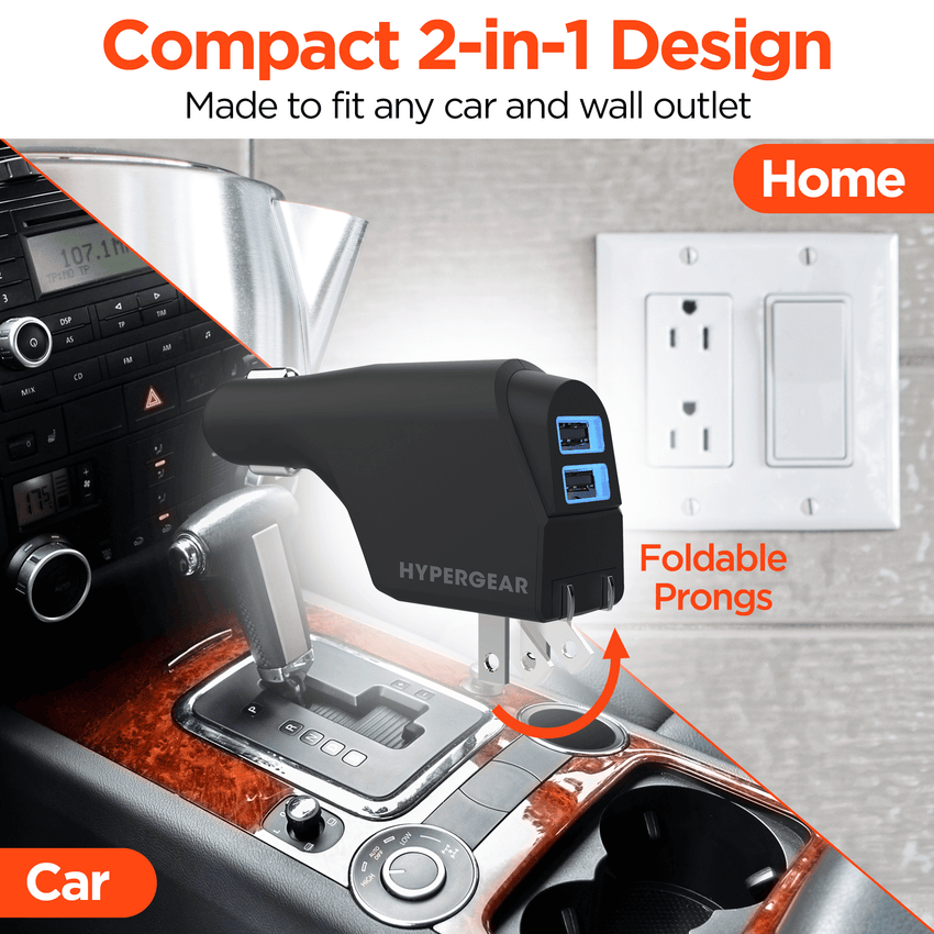 HyperGear Hybrid 2.1A Dual USB Car/Wall Charger - 7DAY'S