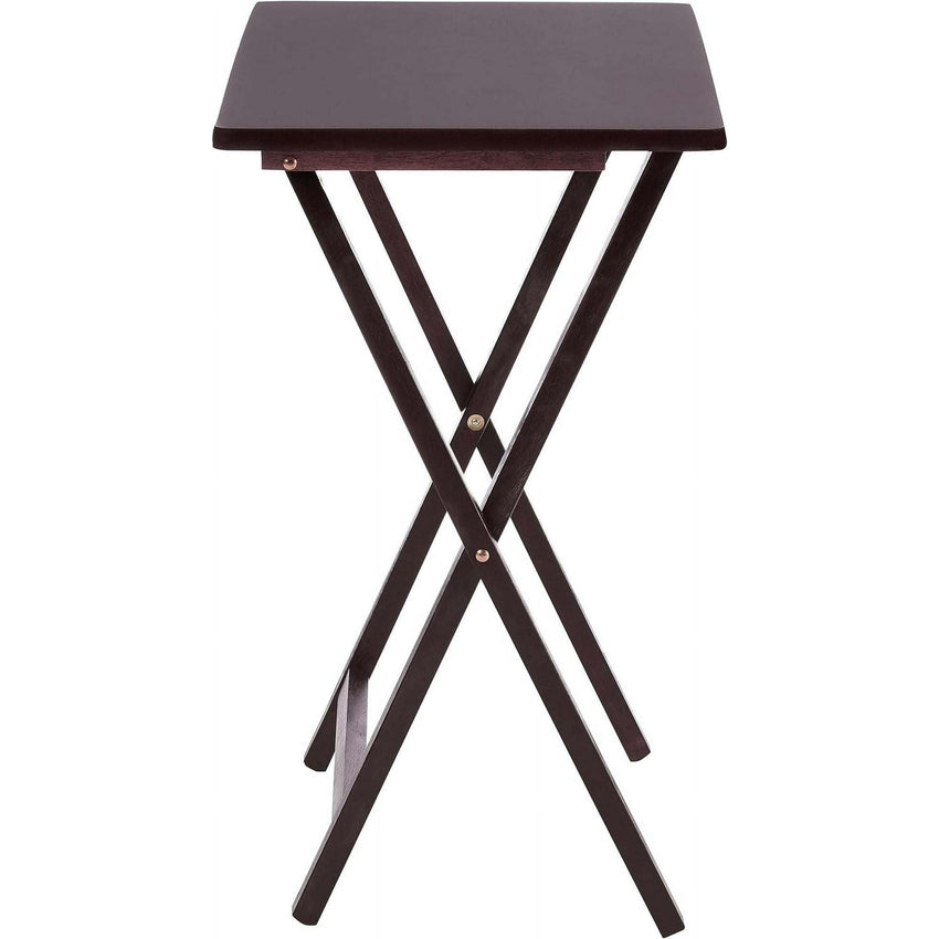 Indoor Single Folding TV Tray Table Set of 2 in Walnut L19 x W15 x H26inches. - 7DAY'S