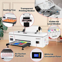 InkSonic L1800 DTF Printer, E13, A3/13" Width DTF Transfer Machine, Custom Garment Printing, Multi - Material Compatible, Direct To Film, White Ink Circulation System & Auto Clean, Built - in Heating - 7DAY'S