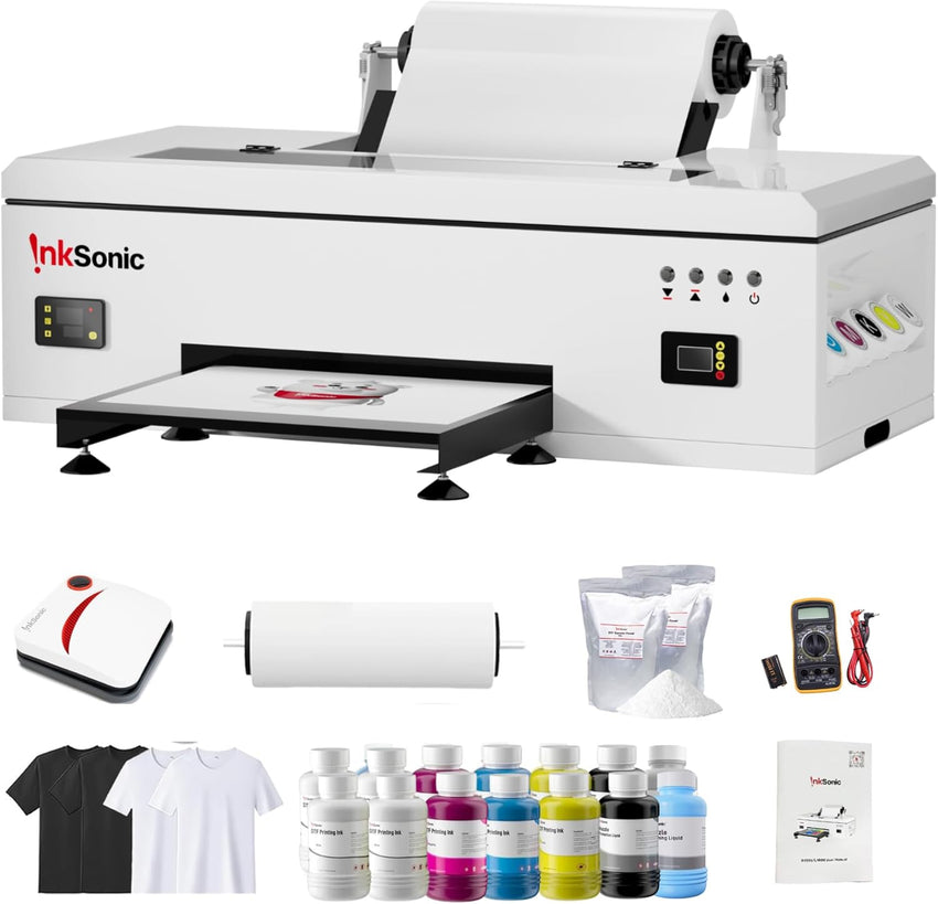 InkSonic L1800 DTF Printer, E13, A3/13" Width DTF Transfer Machine, Custom Garment Printing, Multi - Material Compatible, Direct To Film, White Ink Circulation System & Auto Clean, Built - in Heating - 7DAY'S