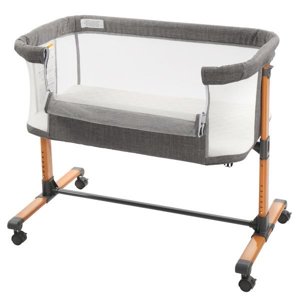 Iron pipe + plastic 150D encrypted cationic fabric gray baby cradle bed model: KT - BSW - 7DAY'S