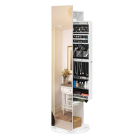 Jewelry Armoire with Full Length Mirror 360° and Large Capacity Jewelry Organizer Armoire; Lockable Mirror with Jewelry Storage; Coat Rack; Multi Storage Shelves - 7DAY'S