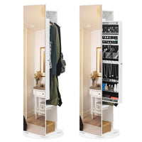 Jewelry Armoire with Full Length Mirror 360° and Large Capacity Jewelry Organizer Armoire; Lockable Mirror with Jewelry Storage; Coat Rack; Multi Storage Shelves - 7DAY'S
