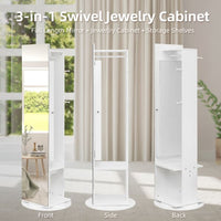 Jewelry Armoire with Full Length Mirror 360° and Large Capacity Jewelry Organizer Armoire; Lockable Mirror with Jewelry Storage; Coat Rack; Multi Storage Shelves - 7DAY'S