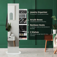 Jewelry Armoire with Full Length Mirror 360° and Large Capacity Jewelry Organizer Armoire; Lockable Mirror with Jewelry Storage; Coat Rack; Multi Storage Shelves - 7DAY'S