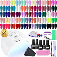 JODSONE 36 PCS Gel Nail Polish Set - 32 Colors Gel Polish Kit Base Coat Glossy Matte and Glitter Top Coat Nail Polish Set Green Blue Red Pink Collection Gifts for Women - 7DAY'S