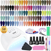 JODSONE 36 PCS Gel Nail Polish Set - 32 Colors Gel Polish Kit Base Coat Glossy Matte and Glitter Top Coat Nail Polish Set Green Blue Red Pink Collection Gifts for Women - 7DAY'S