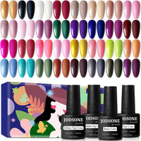JODSONE 36 PCS Gel Nail Polish Set - 32 Colors Gel Polish Kit Base Coat Glossy Matte and Glitter Top Coat Nail Polish Set Green Blue Red Pink Collection Gifts for Women - 7DAY'S
