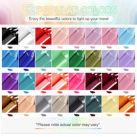 JODSONE 36 PCS Gel Nail Polish Set - 32 Colors Gel Polish Kit Base Coat Glossy Matte and Glitter Top Coat Nail Polish Set Green Blue Red Pink Collection Gifts for Women - 7DAY'S
