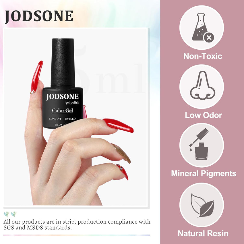 JODSONE 36 PCS Gel Nail Polish Set - 32 Colors Gel Polish Kit Base Coat Glossy Matte and Glitter Top Coat Nail Polish Set Green Blue Red Pink Collection Gifts for Women - 7DAY'S