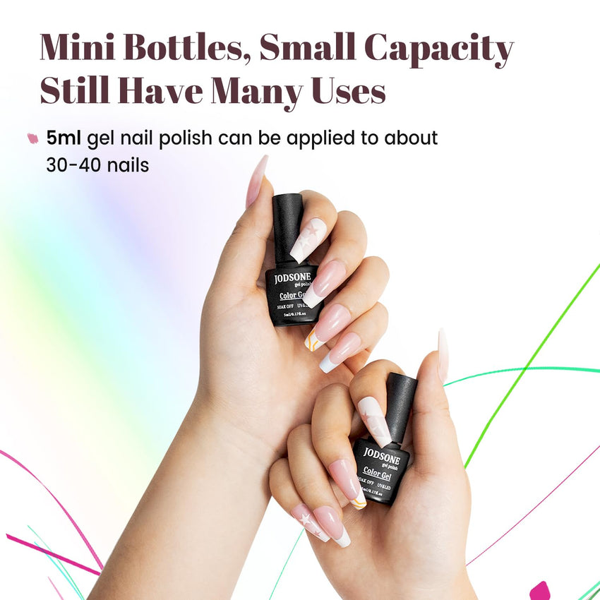 JODSONE 36 PCS Gel Nail Polish Set - 32 Colors Gel Polish Kit Base Coat Glossy Matte and Glitter Top Coat Nail Polish Set Green Blue Red Pink Collection Gifts for Women - 7DAY'S