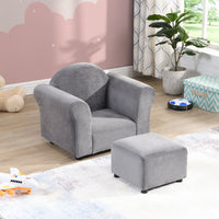 Kids Chair, Kids Upholstered Couch with ottoman, Dark Gray - 7DAY'S