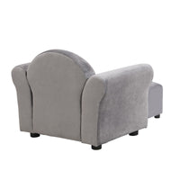 Kids Chair, Kids Upholstered Couch with ottoman, Dark Gray - 7DAY'S