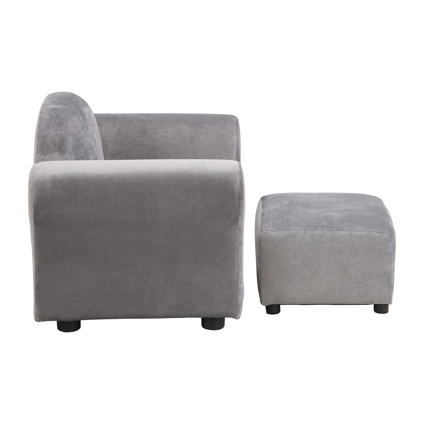 Kids Chair, Kids Upholstered Couch with ottoman, Dark Gray - 7DAY'S