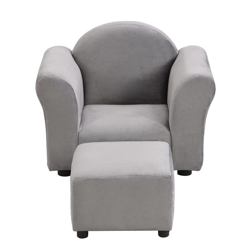 Kids Chair, Kids Upholstered Couch with ottoman, Dark Gray - 7DAY'S