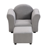 Kids Chair, Kids Upholstered Couch with ottoman, Dark Gray - 7DAY'S