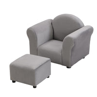 Kids Chair, Kids Upholstered Couch with ottoman, Dark Gray - 7DAY'S