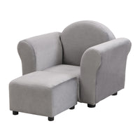Kids Chair, Kids Upholstered Couch with ottoman, Dark Gray - 7DAY'S
