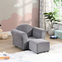 Kids Chair, Kids Upholstered Couch with ottoman, Dark Gray - 7DAY'S