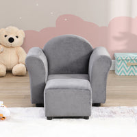Kids Chair, Kids Upholstered Couch with ottoman, Dark Gray - 7DAY'S