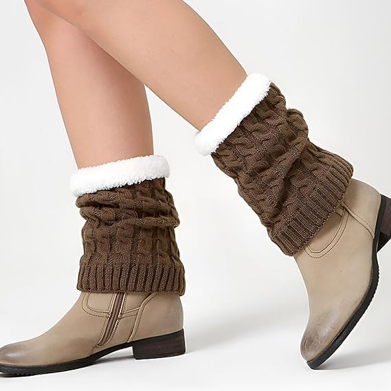 Knitted Thickened Woolen Knee Warmers,Womens Short Boots Socks Crochet Knitted Boot Cuffs Leg Warmers Socks - 7DAY'S