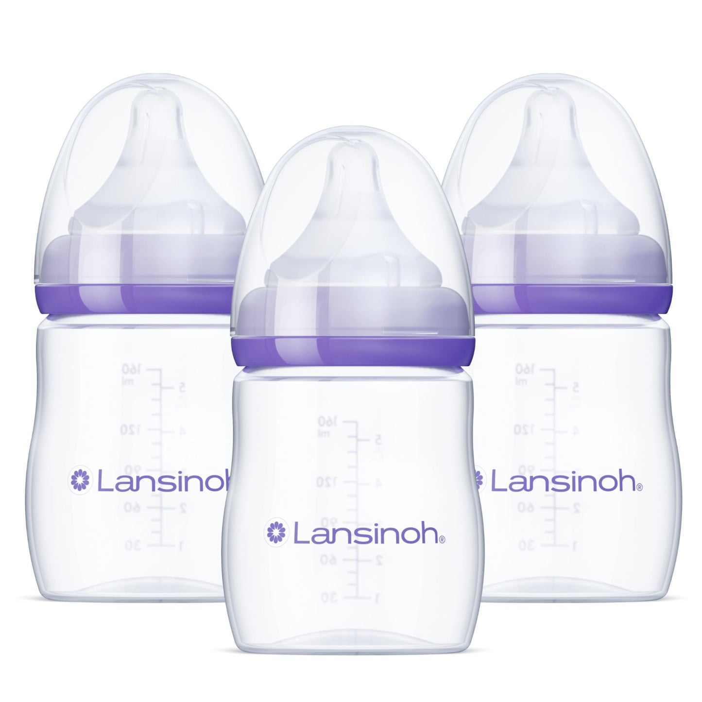 Lansinoh Anti - Colic Baby Bottles for Breastfeeding Babies, 8 Ounces, 3 Count, Includes 3 Medium Flow Nipples, Size M - 7DAY'S
