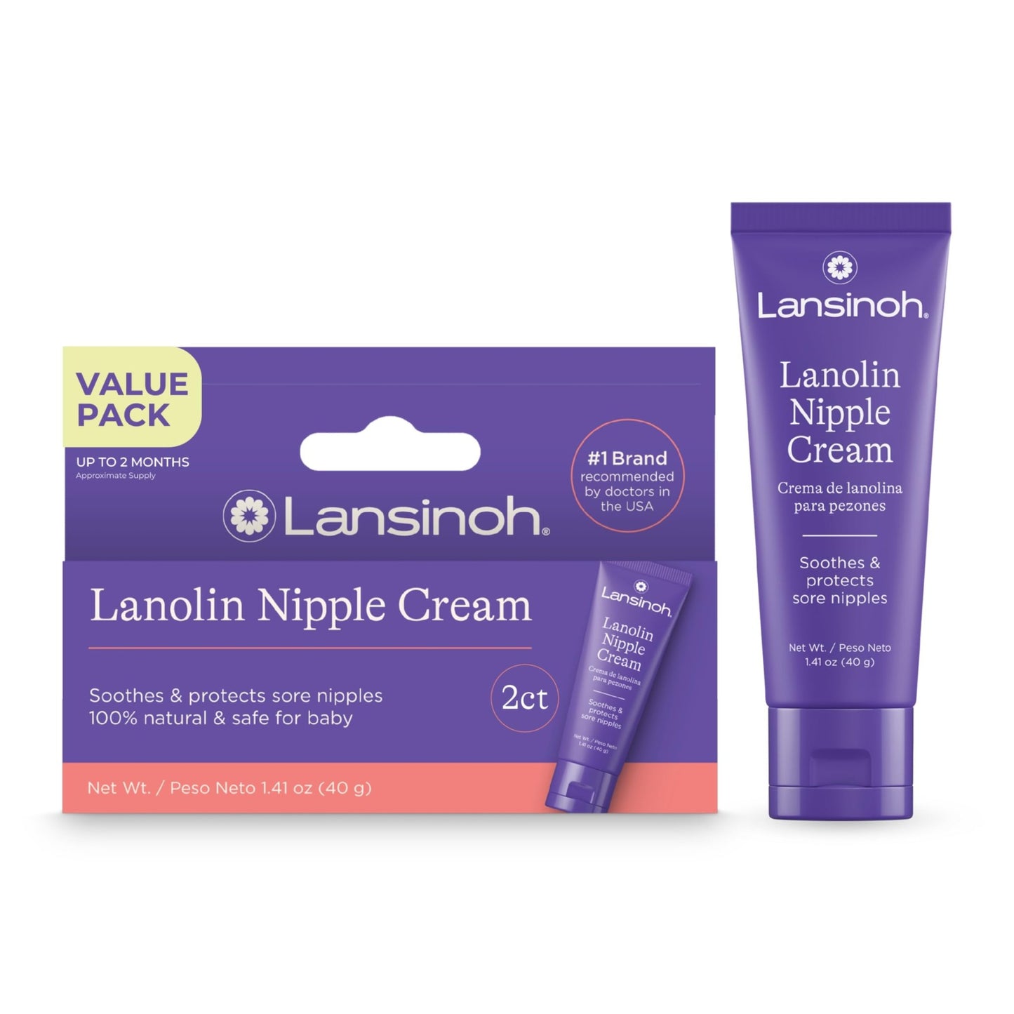 Lansinoh Lanolin Nipple Cream Safe for Breastfeeding Baby, 100% Natural Nipple Butter for Mom, Breastfeeding Essentials, 1.41 Ounces - 7DAY'S