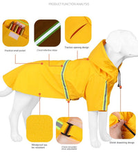 large and small dog raincoat cloak type reflective strip pet raincoat windproof rainproof dog hooded raincoat - 7DAY'S