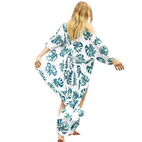 Leaf Print Cover Up Belted Midi Dress Beachwear - 7DAY'S