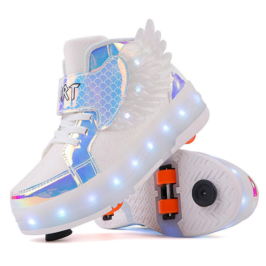 LED Roller Skate Shoes for Kids - Boys Girls Light Up Sneakers with Wheels Indoor/Outdoor Sliding Play - 7DAY'S