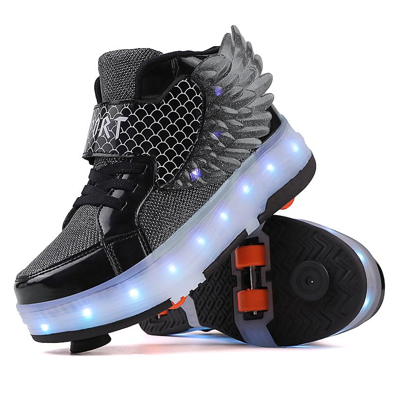 LED Roller Skate Shoes for Kids - Boys Girls Light Up Sneakers with Wheels Indoor/Outdoor Sliding Play - 7DAY'S