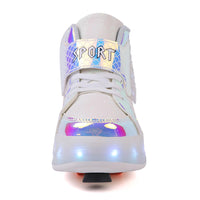 LED Roller Skate Shoes for Kids - Boys Girls Light Up Sneakers with Wheels Indoor/Outdoor Sliding Play - 7DAY'S