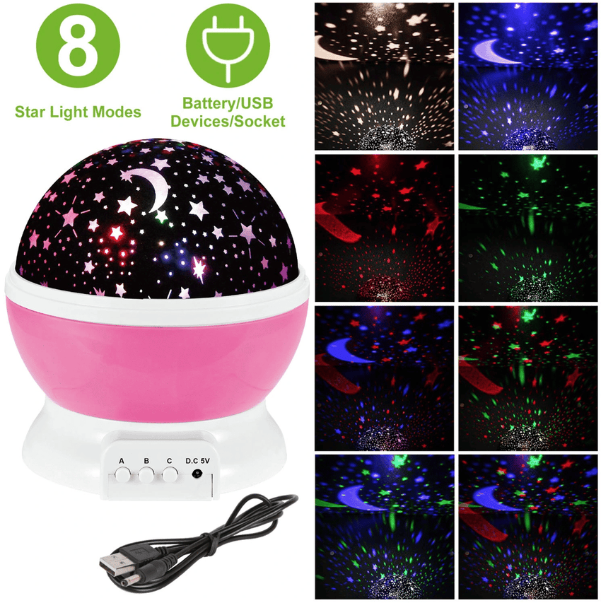 LED Star Sky Projector Night Light Kids Rotating Starry Night Lamp USB Sleep Light Xmas Gift - 7DAY'S