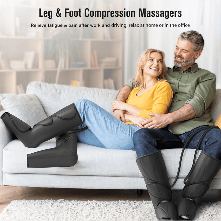 Leg Air Massager for Circulation and Relaxation Foot and Calf Massage with Handheld Controller 3 Intensities 2 Modes (with 2 Extensions) - FSA HSA Eligible - 7DAY'S