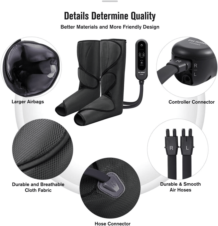 Leg Air Massager for Circulation and Relaxation Foot and Calf Massage with Handheld Controller 3 Intensities 2 Modes (with 2 Extensions) - FSA HSA Eligible - 7DAY'S