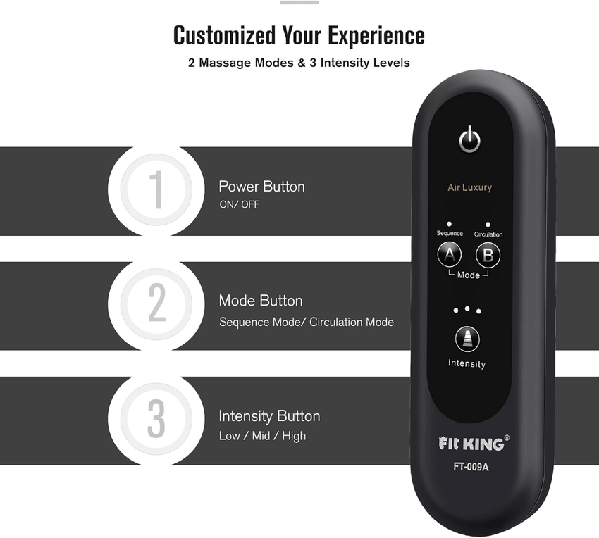 Leg Air Massager for Circulation and Relaxation Foot and Calf Massage with Handheld Controller 3 Intensities 2 Modes (with 2 Extensions) - FSA HSA Eligible - 7DAY'S